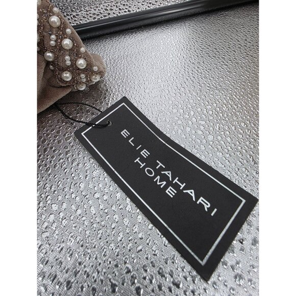 Elie Tahari Home Velvet Beaded Accent Pillow Brown 18"x10" - Picture 2 of 8